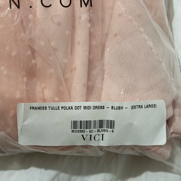 Vici Frances Tulle Polka Dot Midi Dress - BLUSH PINK - Picture 7 of 16